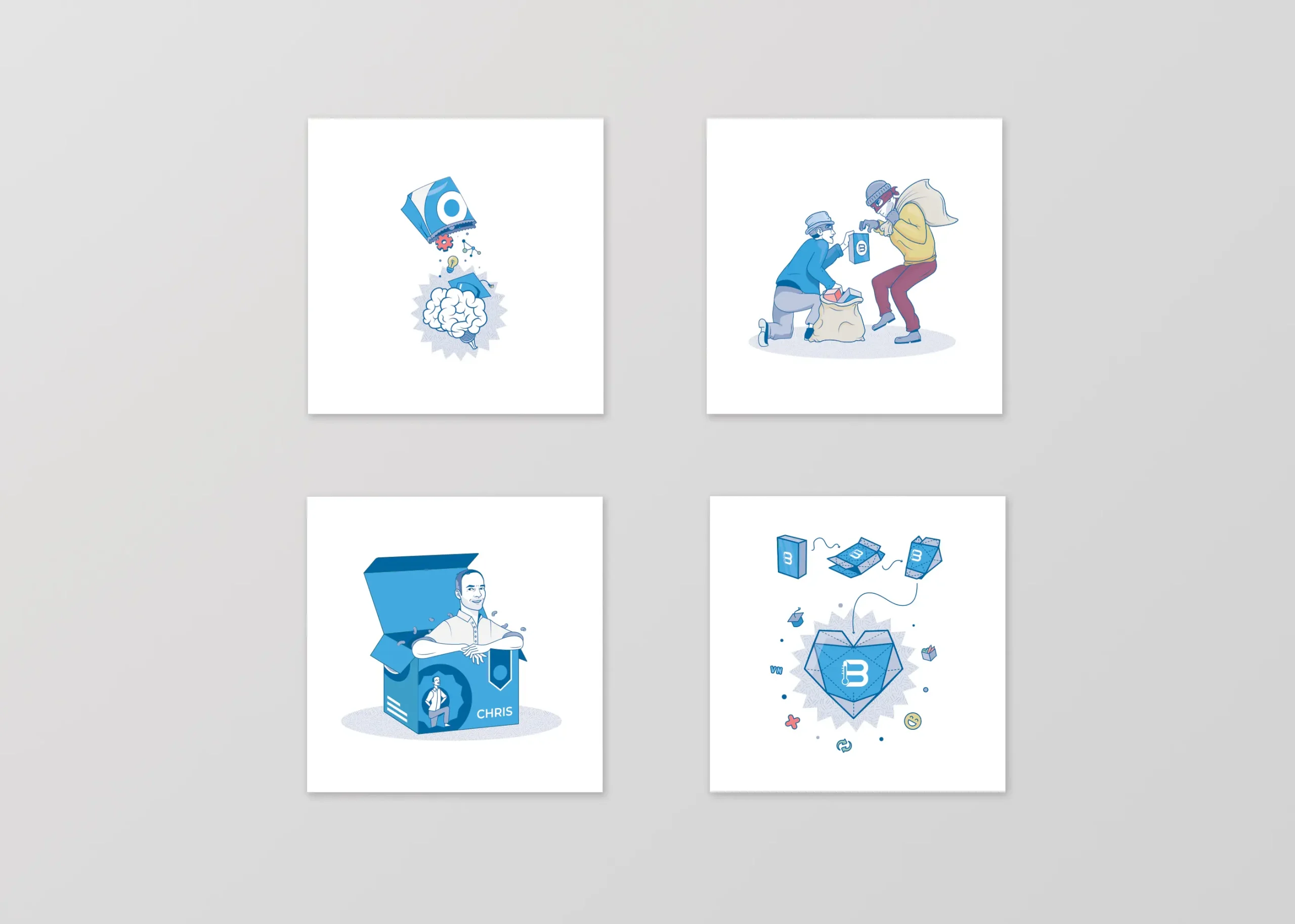 Barias boek "Ingepakt smaakt lekker" illustratie ontwerp door Ayla Brulez / Bluefury